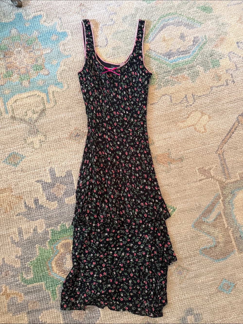 Vintage black floral summer dress